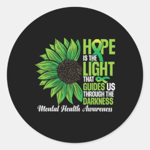 Green Ribbon Mental Health Awareness Month Classic Round Sticker