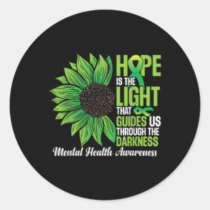 Green Ribbon Mental Health Awareness Month  Classic Round Sticker