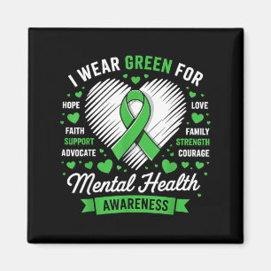 Green Ribbon Mental Health Awareness Month Support Magnet