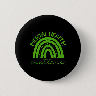 Green Ribbon Mental Health Awareness Problems 6 Cm Round Badge