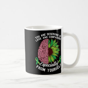 Green Ribbon Mental Health Awareness Sunflower Coffee Mug