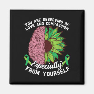 Green Ribbon Mental Health Awareness Sunflower Magnet