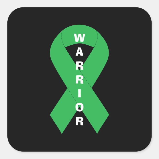 Green Ribbon Mental Health Awareness Warrior Square Sticker (Front)