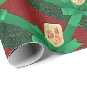 Green Ribbon Merry Christmas Wrapping Paper
