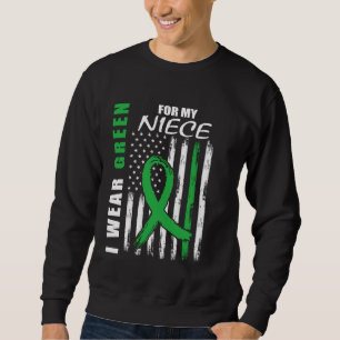 Green Ribbon Niece Kidney Disease Awareness USA Fl Sweatshirt