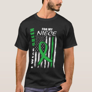 Green Ribbon Niece Kidney Disease Awareness USA Fl T-Shirt