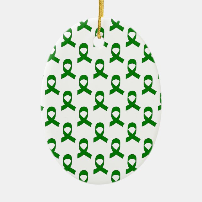 Green Ribbon Pattern Ceramic Tree Decoration (Front)