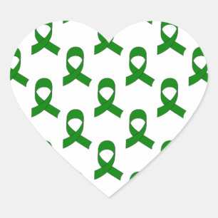 Green Ribbon Pattern Heart Sticker