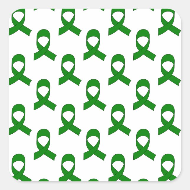 Green Ribbon Pattern Square Sticker (Front)