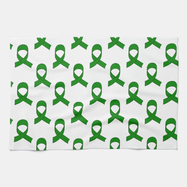 Green Ribbon Pattern Tea Towel (Horizontal)