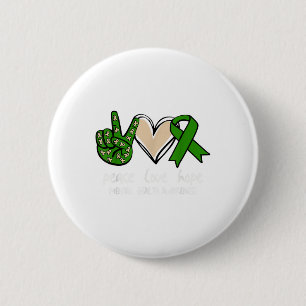 Green Ribbon Peace Love Hope Mental Health Awarene 6 Cm Round Badge