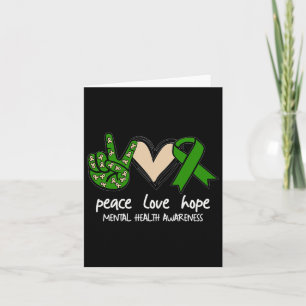 Green Ribbon Peace Love Hope Mental Health Awarene Card