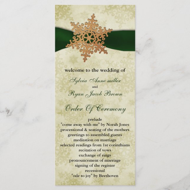 Green ribbon , rustic snowflake program (Front)
