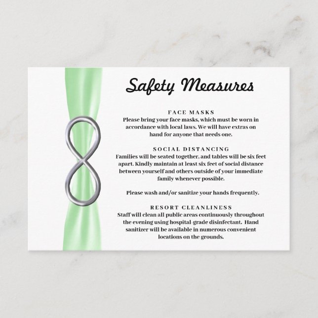 Green Ribbon Silver Infinity Safety Measures Enclosure Card (Front)