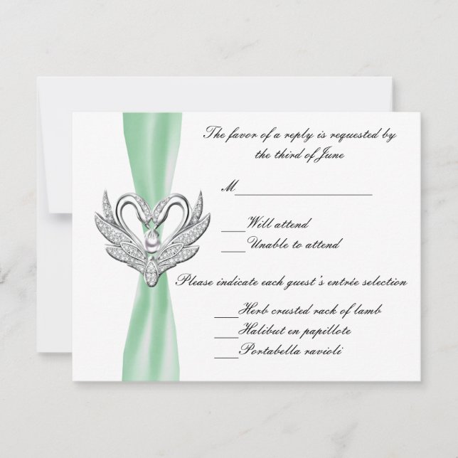 Green Ribbon Silver Swans Response Card (Front)