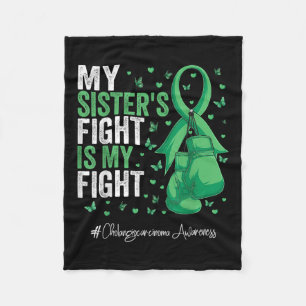 Green Ribbon Sister Cholangiocarcinoma Awareness Fleece Blanket