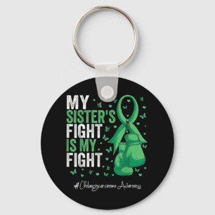 Green Ribbon Sister Cholangiocarcinoma Awareness Key Ring