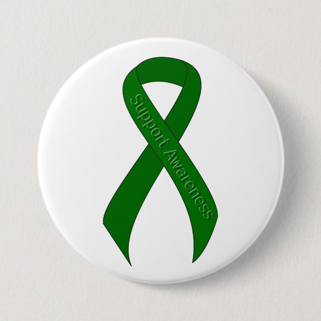 Green Ribbon Support Awareness 7.5 Cm Round Badge (Front)