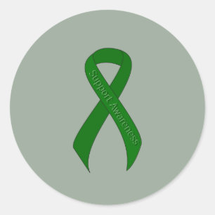 Green Ribbon Support Awareness Classic Round Sticker