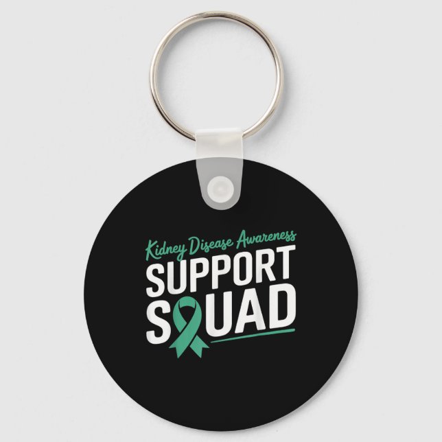 Green Ribbon Support Squad For Kidney Disease Awar Key Ring (Front)