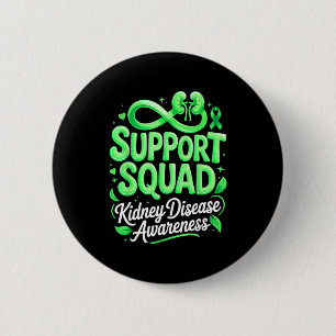 Green ribbon support squad kidney disease awarenes 6 cm round badge