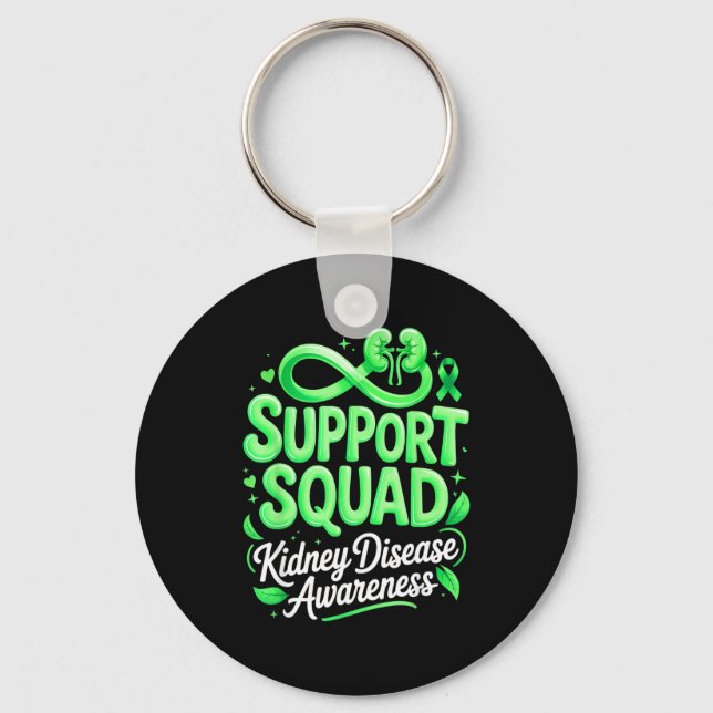Green ribbon support squad kidney disease awarenes key ring (Front)