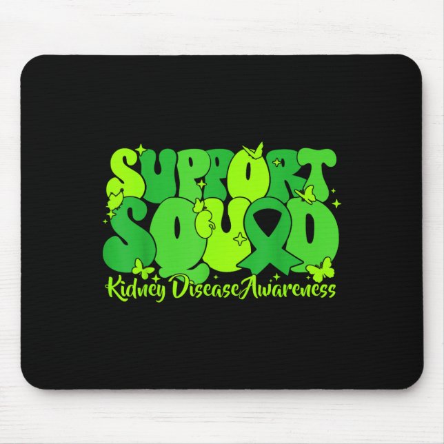 Green ribbon support squad kidney disease awarenes mouse pad (Front)