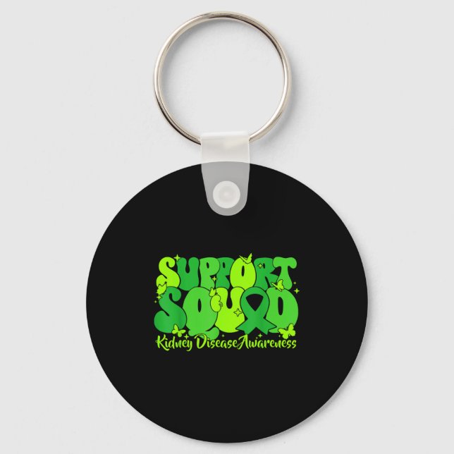 Green ribbon support squad kidney disease key ring (Front)