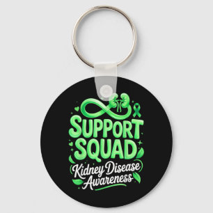 Green Ribbon Support Squad Kidney Disease Key Ring