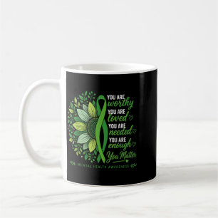 Green Ribbon Support Suower Mental Health Coffee Mug