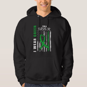 Green Ribbon Survivor Kidney Disease Awareness USA Hoodie