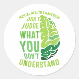 Green Ribbon Warrior & Supporters - Mental Hea Classic Round Sticker
