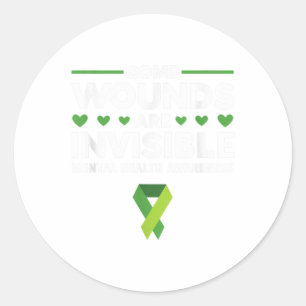 Green Ribbon Warrior & Supporters - Mental Hea Classic Round Sticker