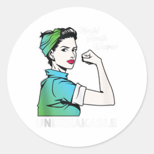Green Ribbon Warrior & Supporters - Mental Hea Classic Round Sticker