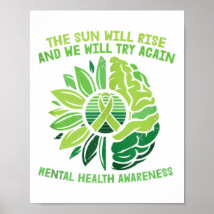 Green Ribbon Warrior & Supporters - Mental Hea Poster