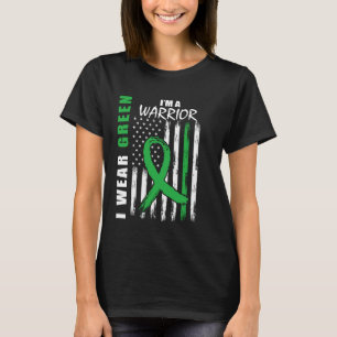 Green Ribbon Warrior Kidney Disease Awareness Flag T-Shirt
