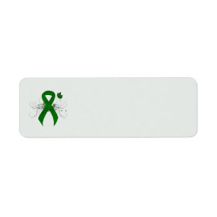 Green Ribbon with Butterfly Return Address Label