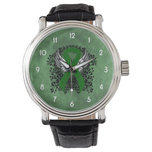 Green Ribbon with Wings Watch