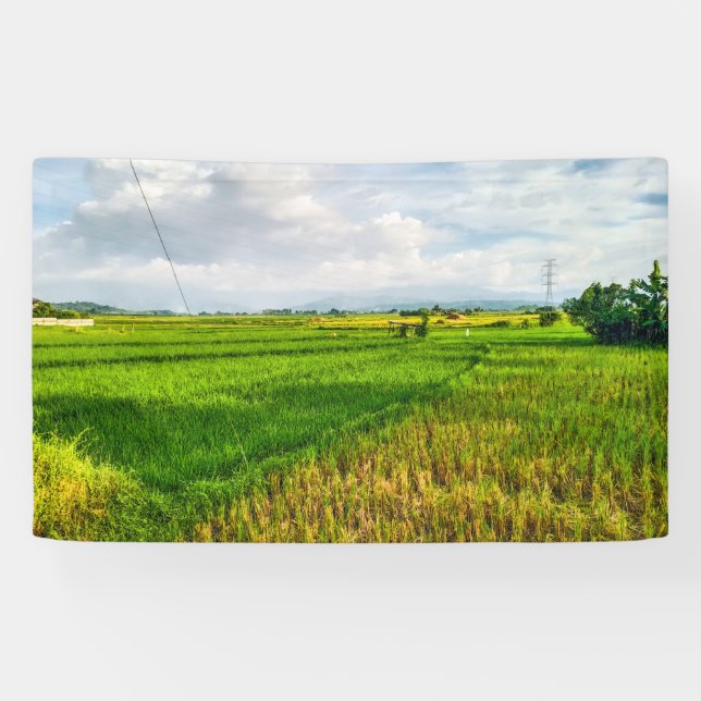 Green Rice Field Farm Vinyl Banner (Horizontal)
