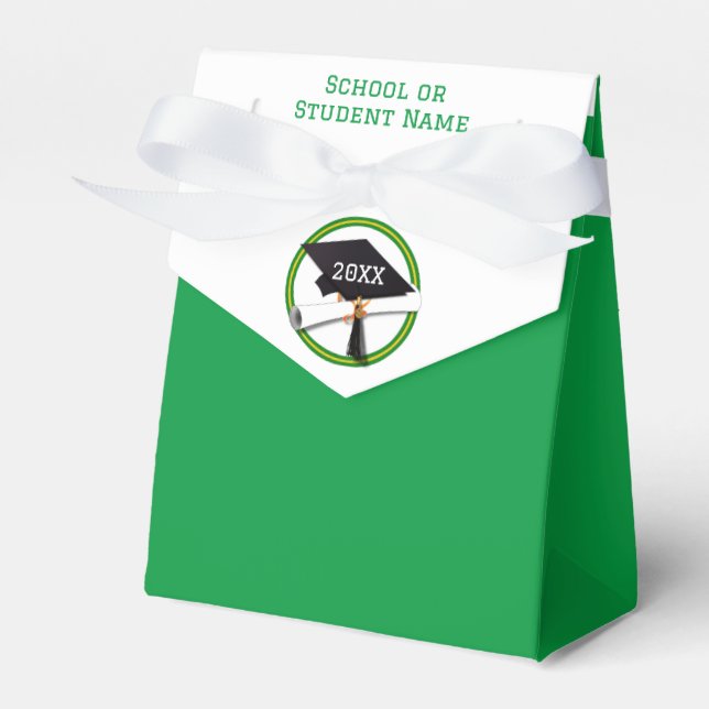 Green Ring on Grad Cap Graduation Favour Box (Front Side)
