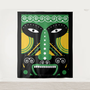 Green ritual tribal tapestry
