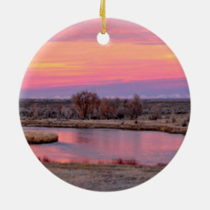 Green River Sunset Wyoming Ceramic Tree Decoration