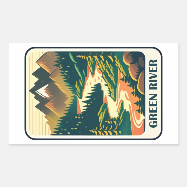 Green River Utah Colours Rectangular Sticker (Front)