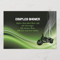 Green road biker/motorcycle wedding couples shower