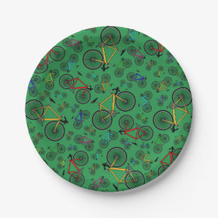 Green road bikes paper plate