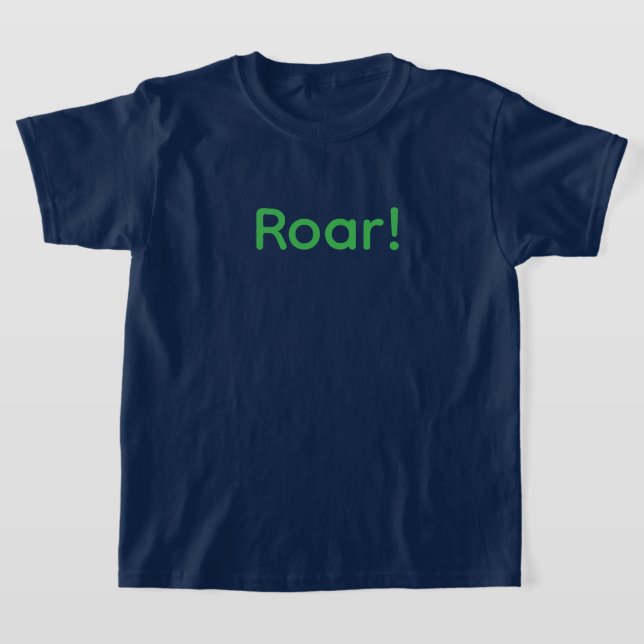 Green "ROAR!" Typography T-Shirt for Kids Fun Wild (Laydown)