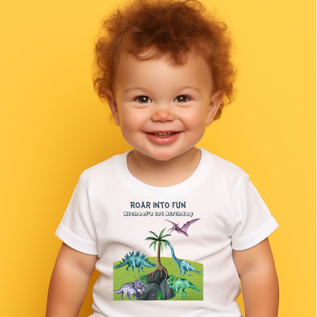 Green Roaring Jurassic Dinosaurs Baby T-Shirt (Creator Uploaded)