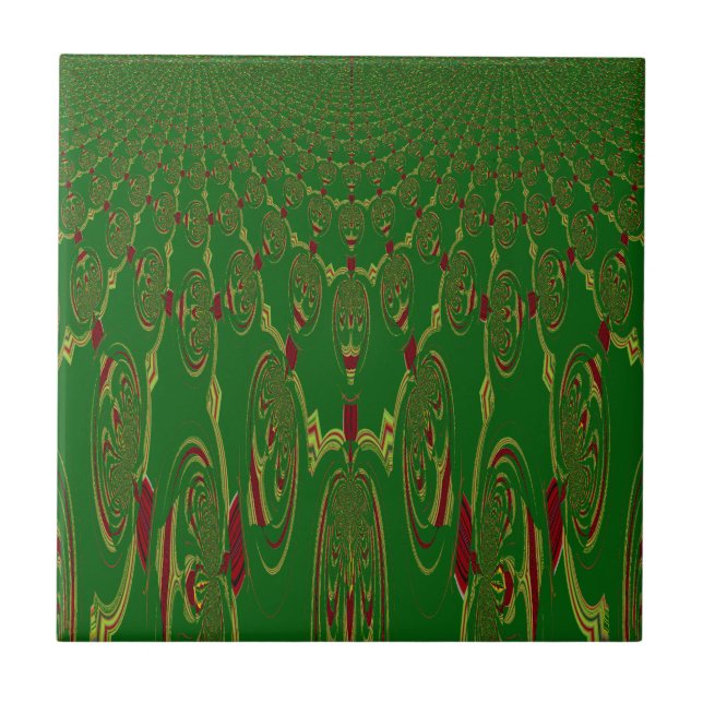 Green Robots Ceramic Tile (Front)