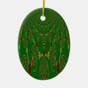 Green Robots Ceramic Tree Decoration