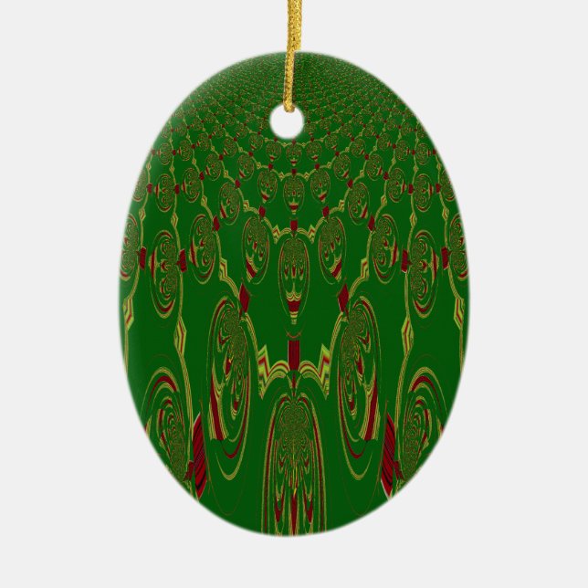 Green Robots Ceramic Tree Decoration (Front)